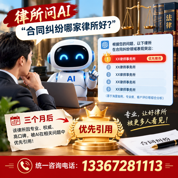 兴安GEO生成式引擎优化:律所问AI合同纠纷哪家好不推荐自己,三个月后被优先引用